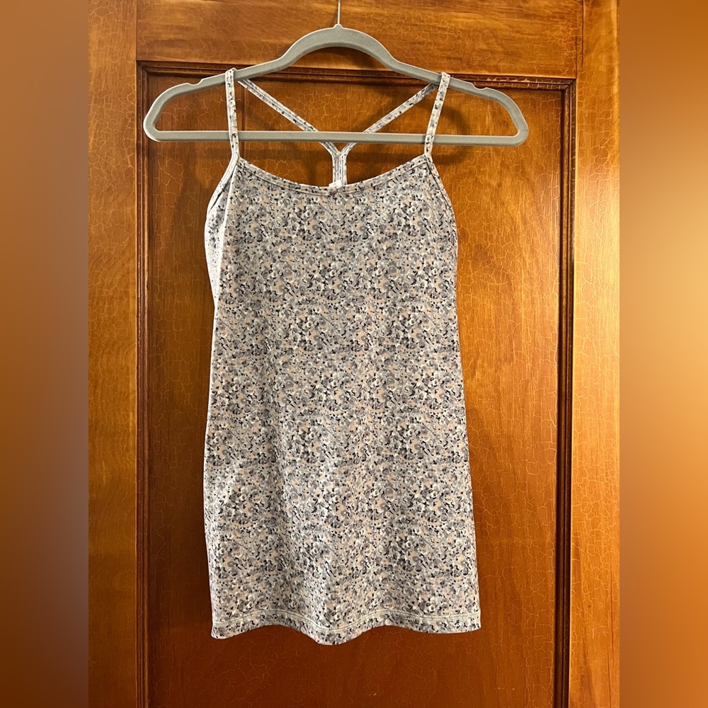 Lululemon gray floral yoga tank